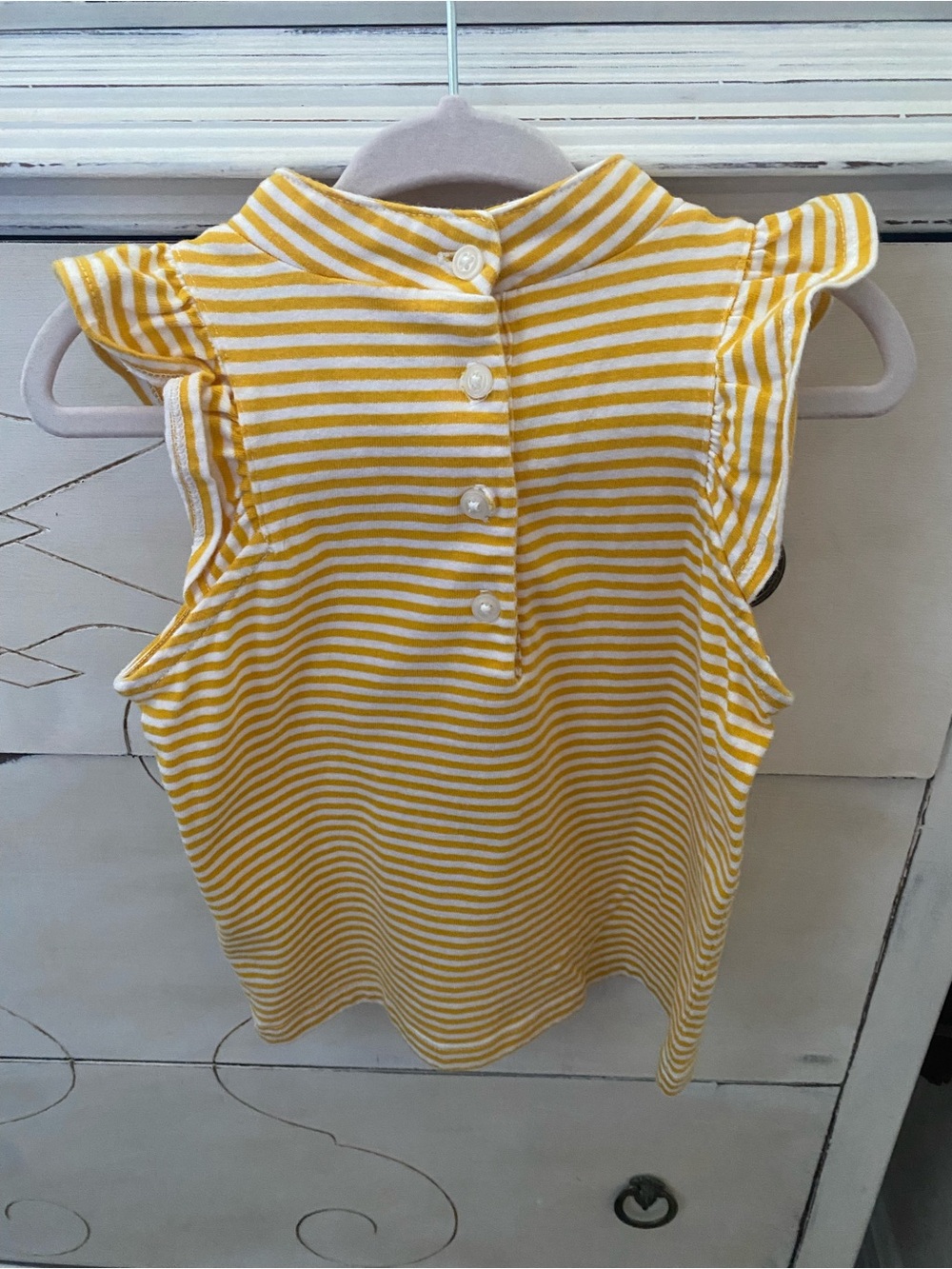 Yellow & White Striped Ruffle Tank - Picture 3 of 3